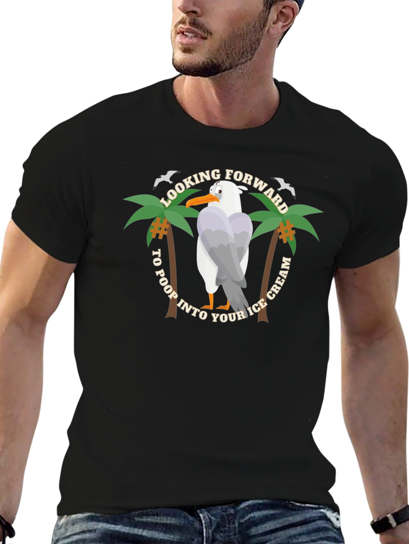 Humorous Looking Forward Seagull Graphic Tee