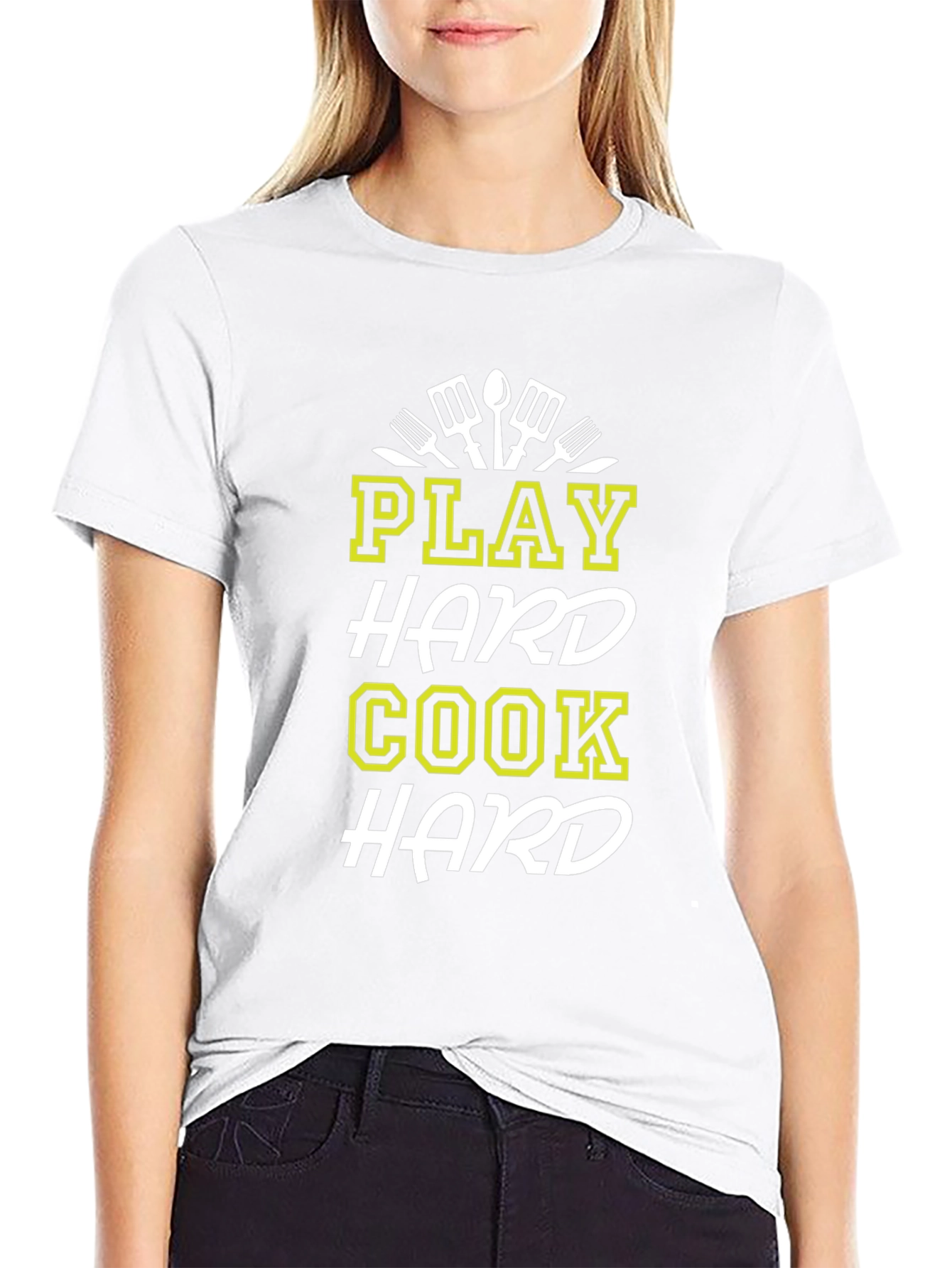 Play Hard Cook Hard Graphic T-Shirt - Black