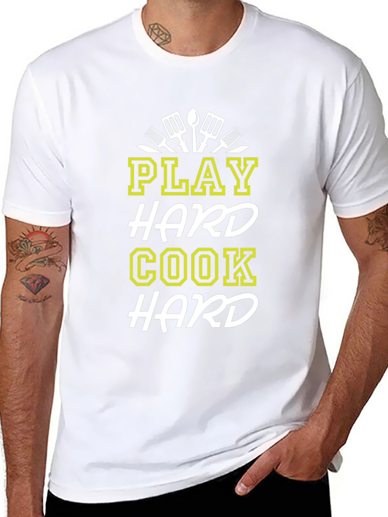 Play Hard Cook Hard Graphic T-Shirt - Black