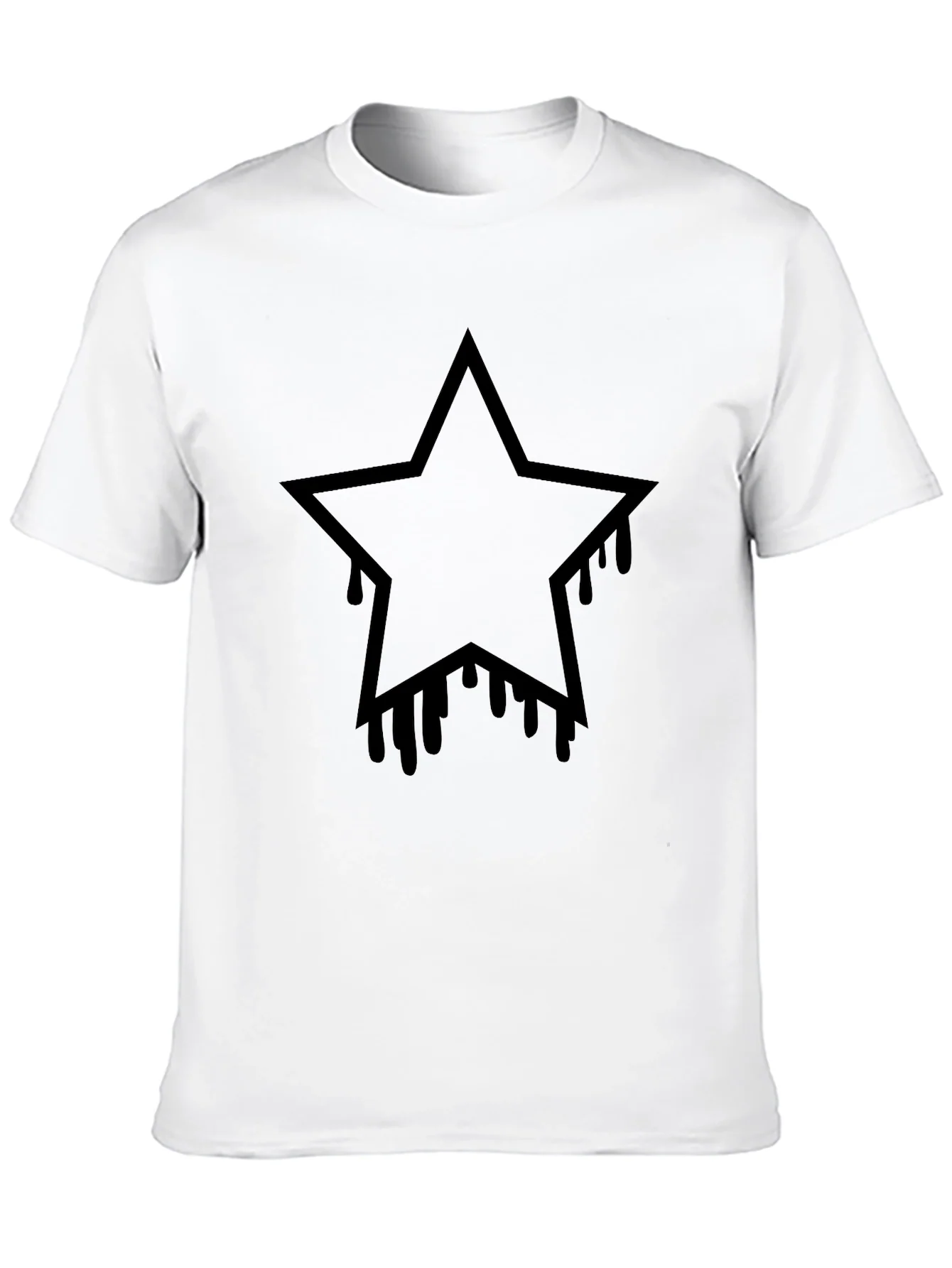 Black Star Drip Graphic Tee - Mens Casual T-Shirt