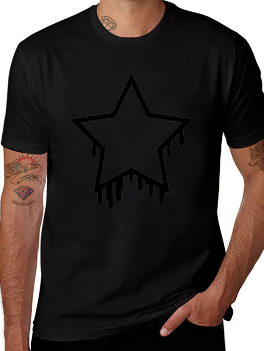 Black Star Drip Graphic Tee - Mens Casual T-Shirt