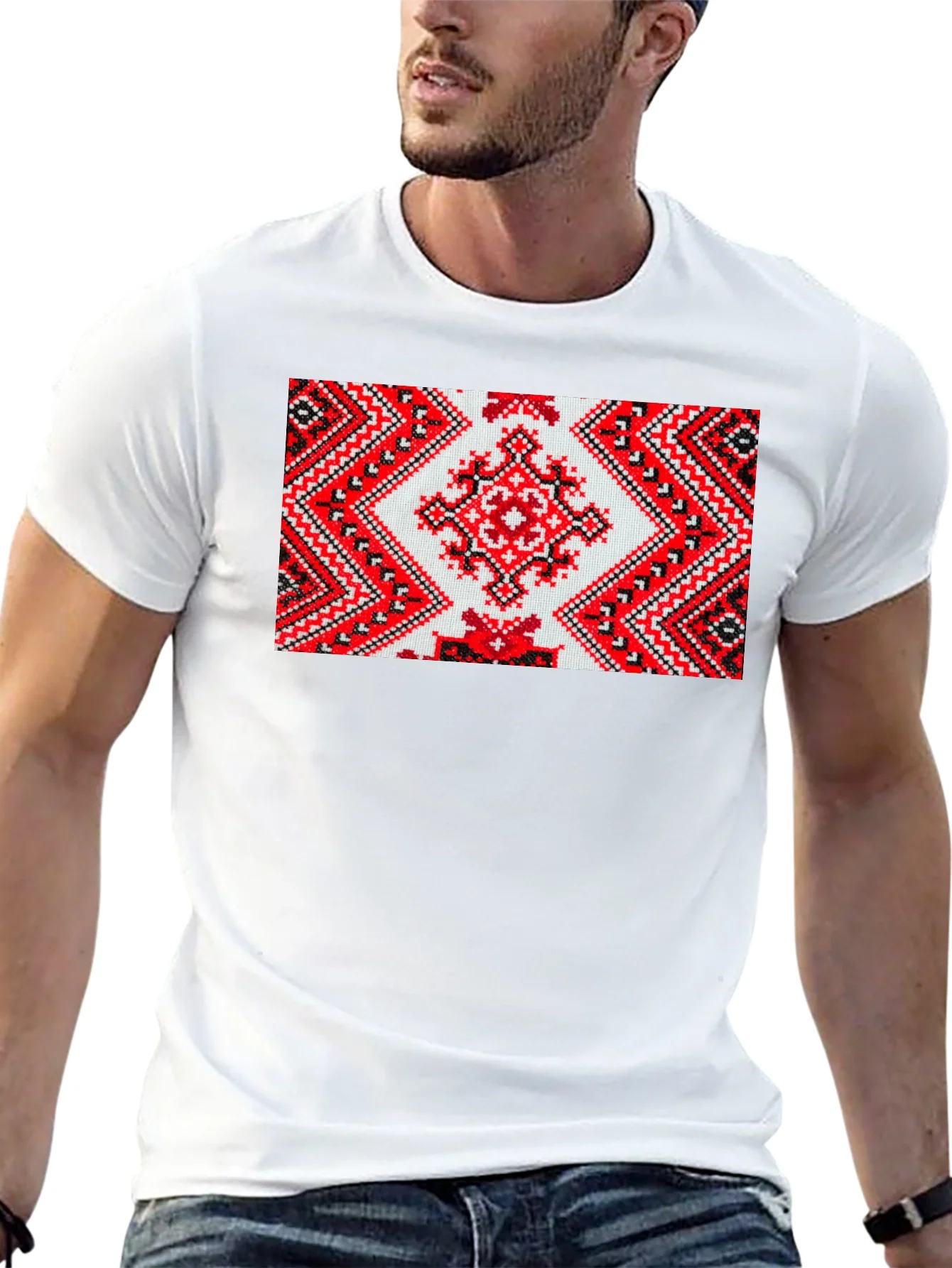 Embroidered Pattern Black T-Shirt