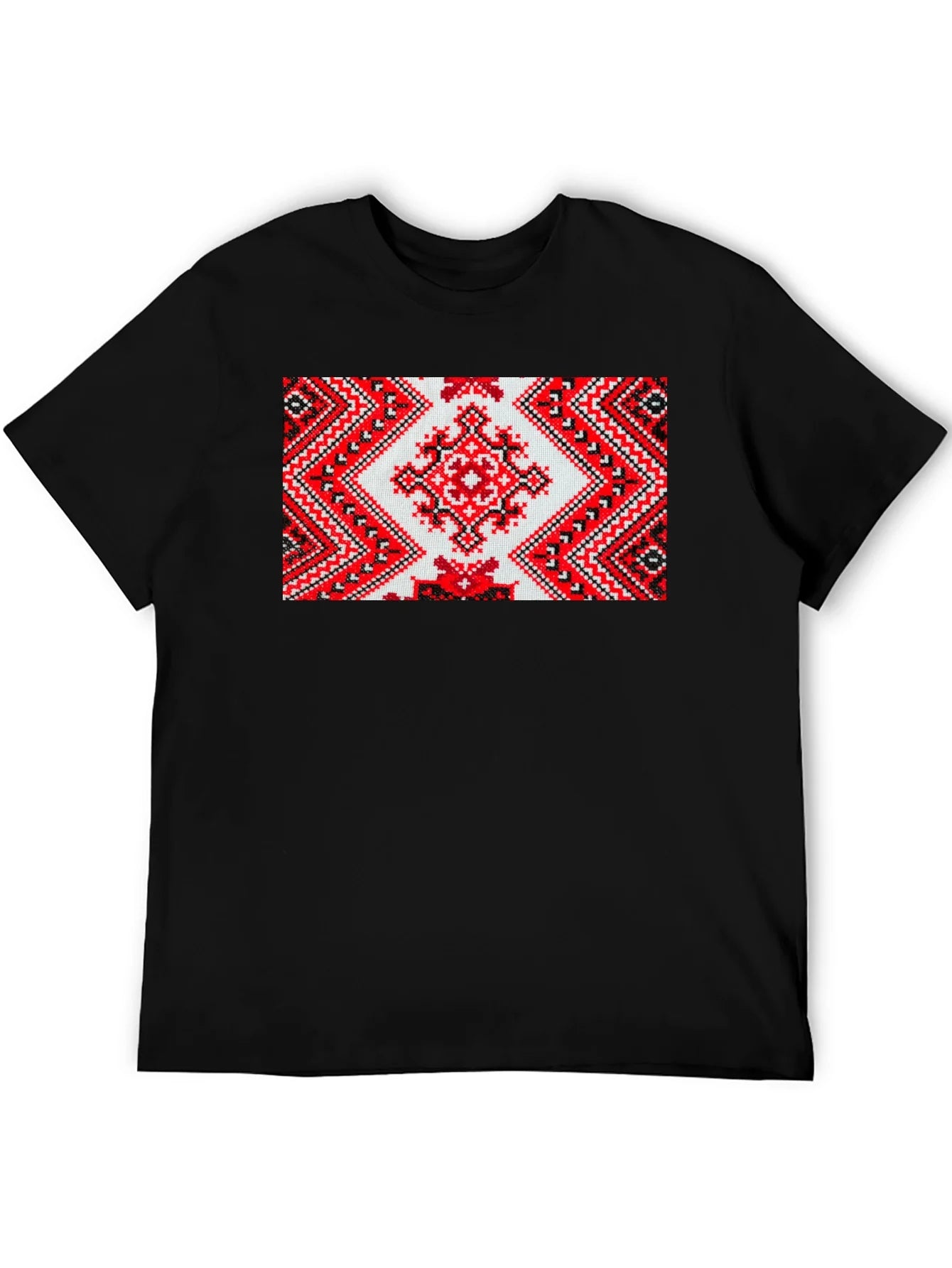 Embroidered Pattern Black T-Shirt