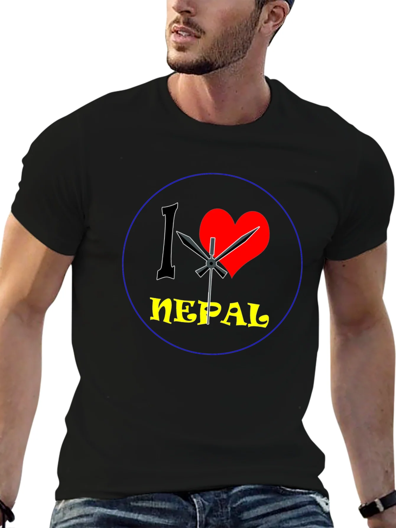 I Heart Nepal Graphic Tee - Black Cotton T-Shirt