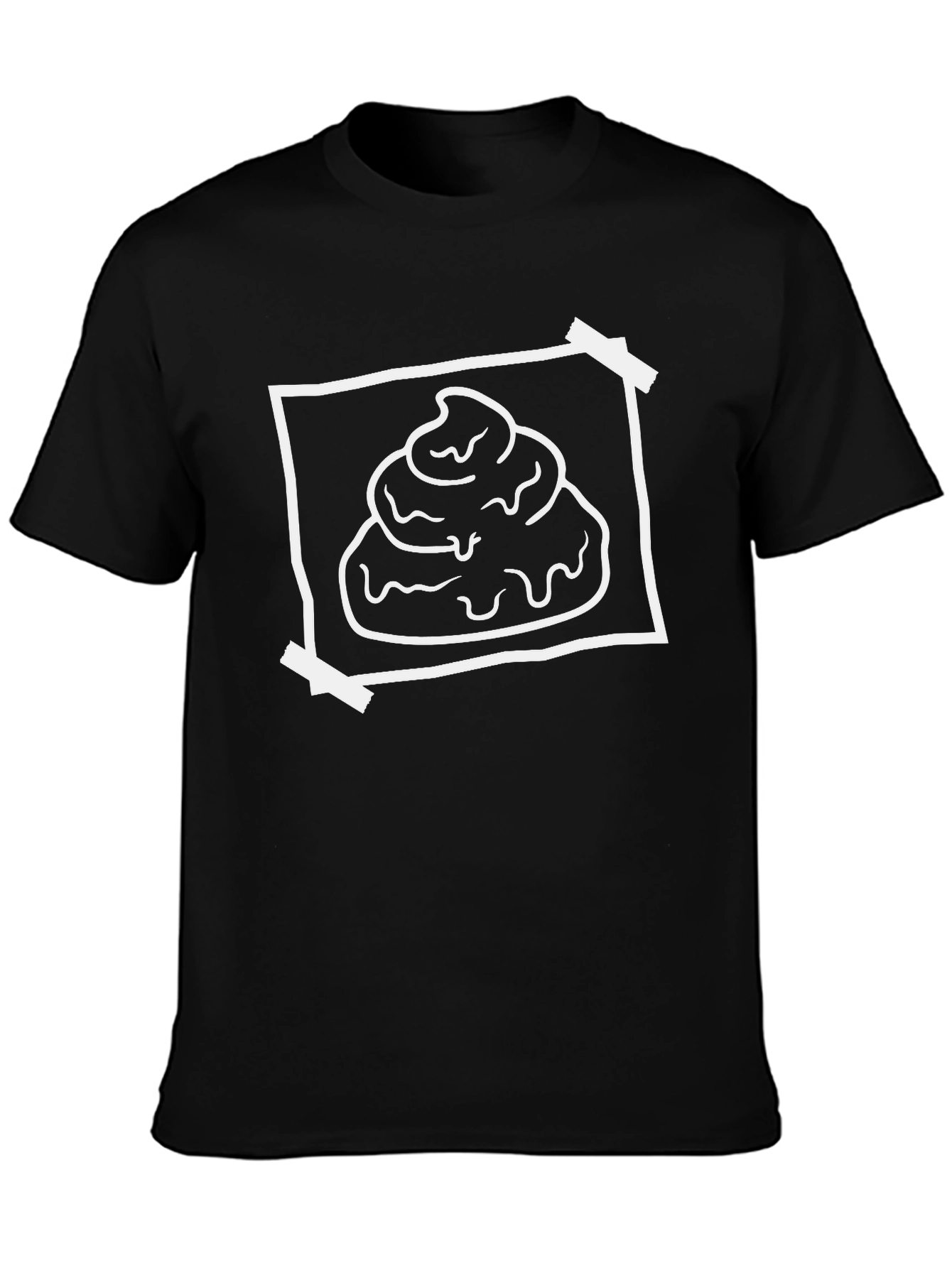 Humorous Poop Emoji Graphic Tee - Black Cotton