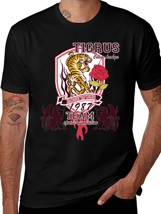 Rosewood Tigrus College T-Shirt - Vintage Sports Design