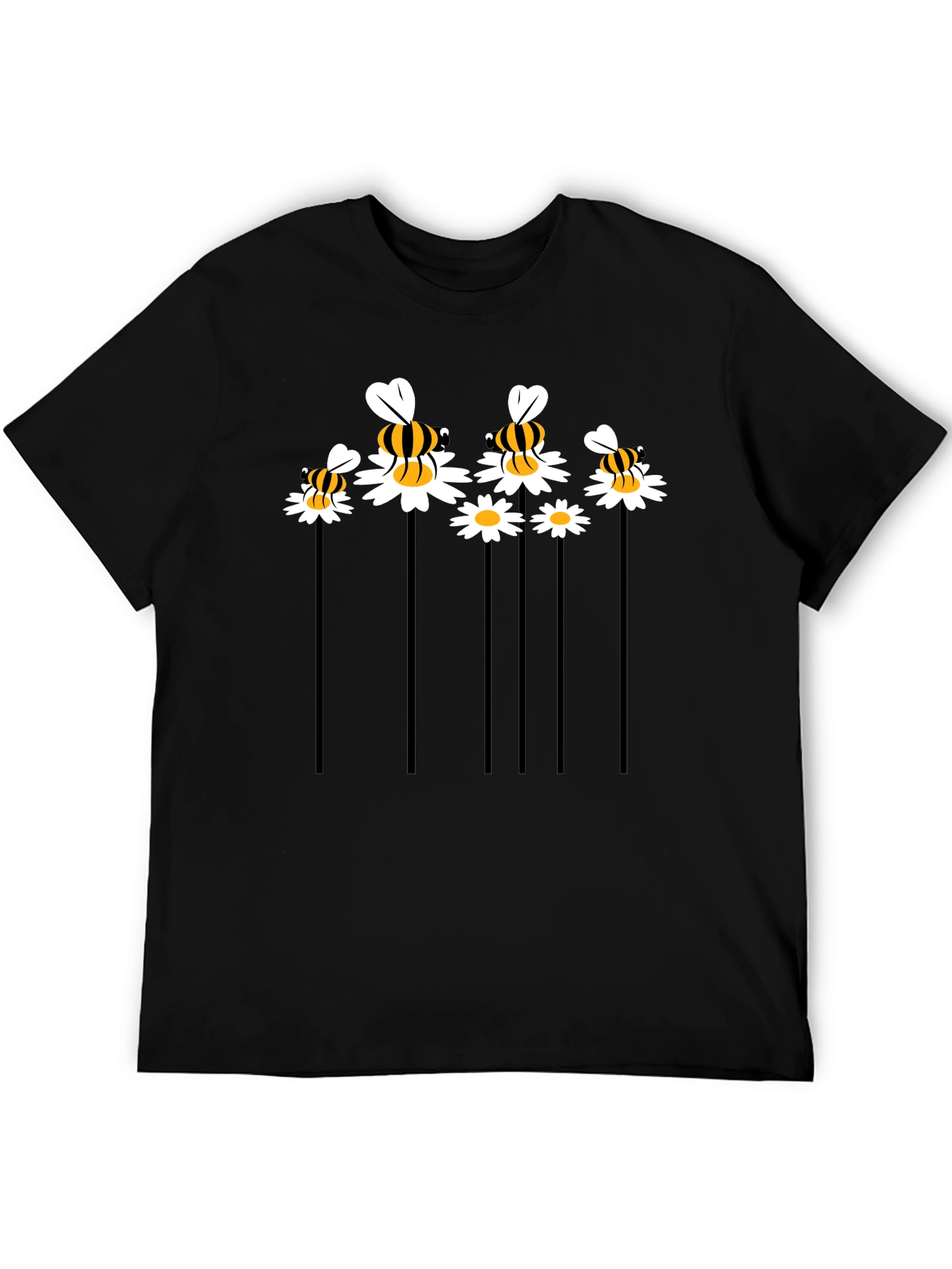 Bee & Daisy Graphic Tee - Black Cotton Blend
