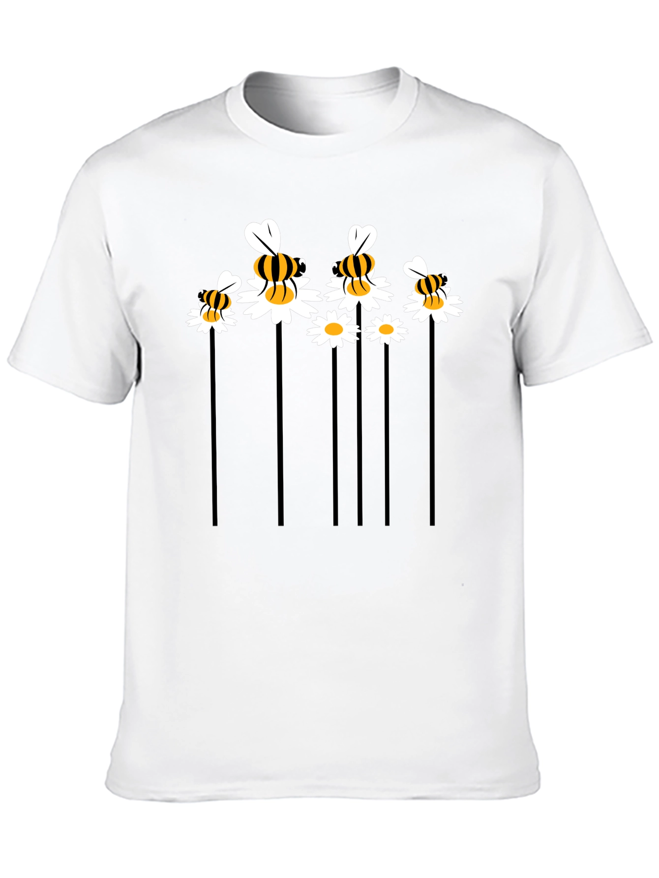 Bee & Daisy Graphic Tee - Black Cotton Blend