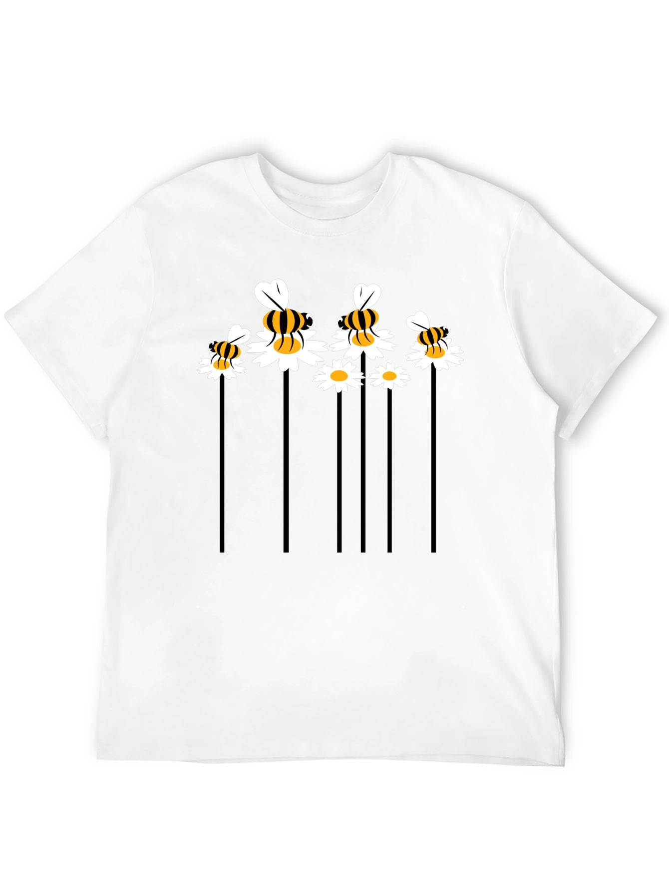 Bee & Daisy Graphic Tee - Black Cotton Blend
