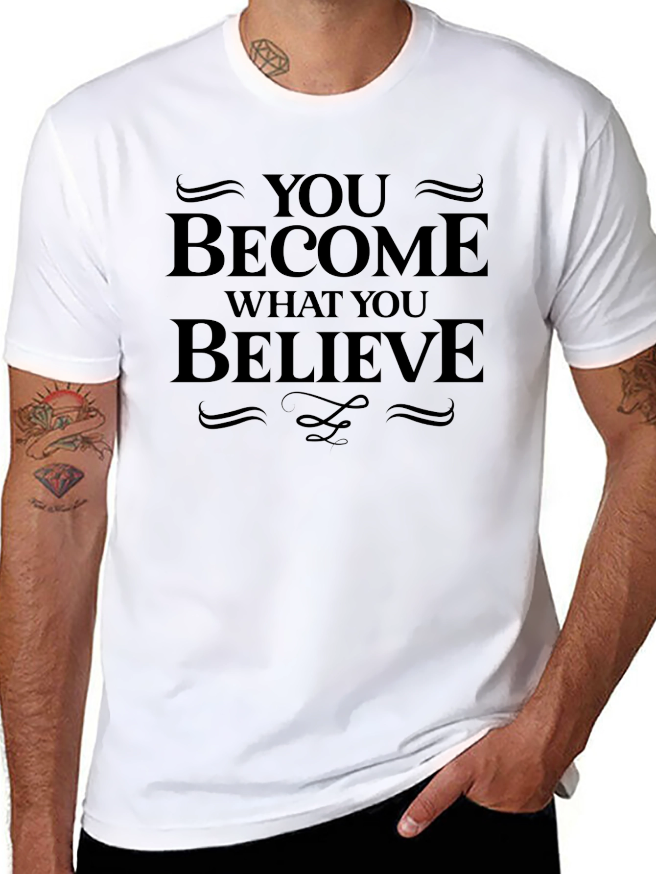 Inspirational You Become What You Believe Black T-Shirt