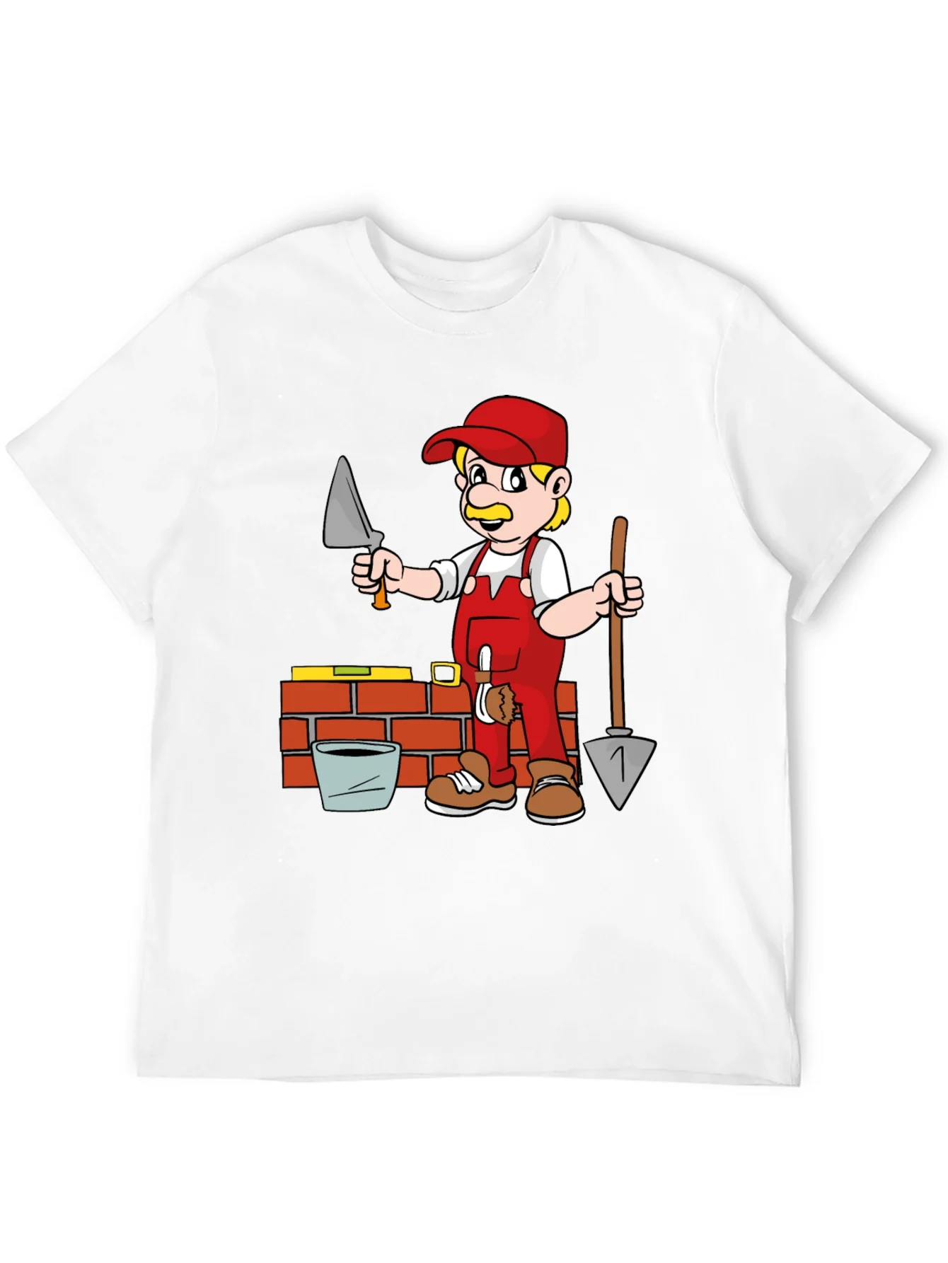 Cartoon Bricklayer Graphic T-Shirt