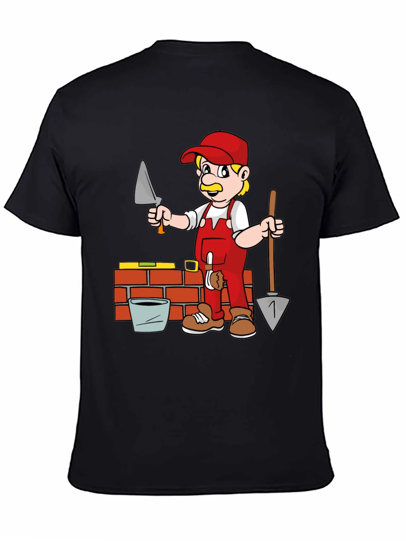 Cartoon Bricklayer Graphic T-Shirt