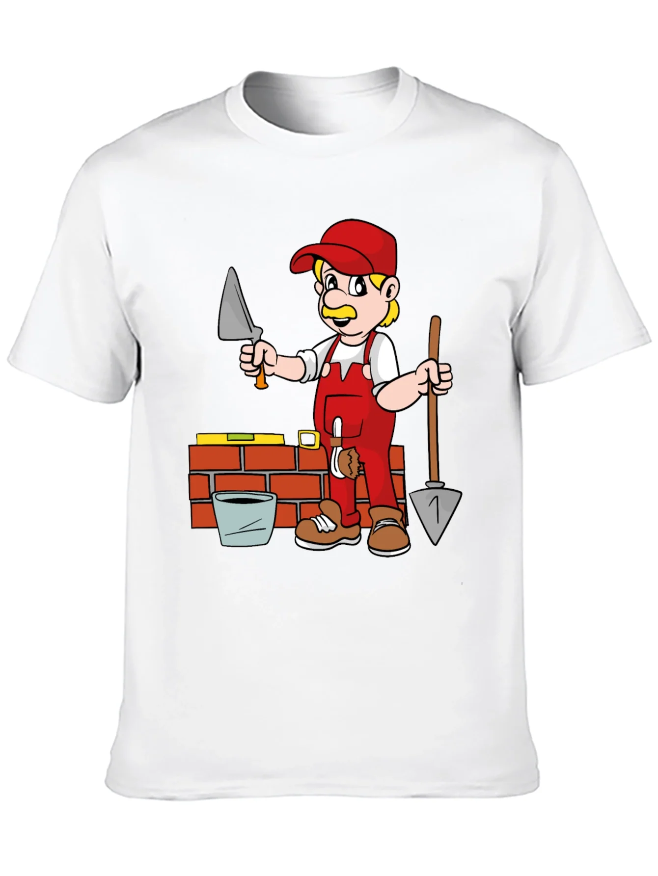 Cartoon Bricklayer Graphic T-Shirt