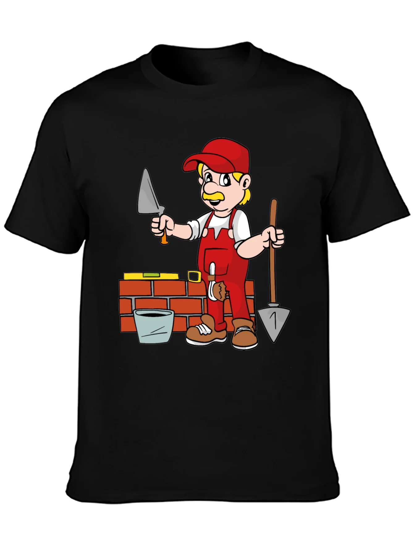 Cartoon Bricklayer Graphic T-Shirt