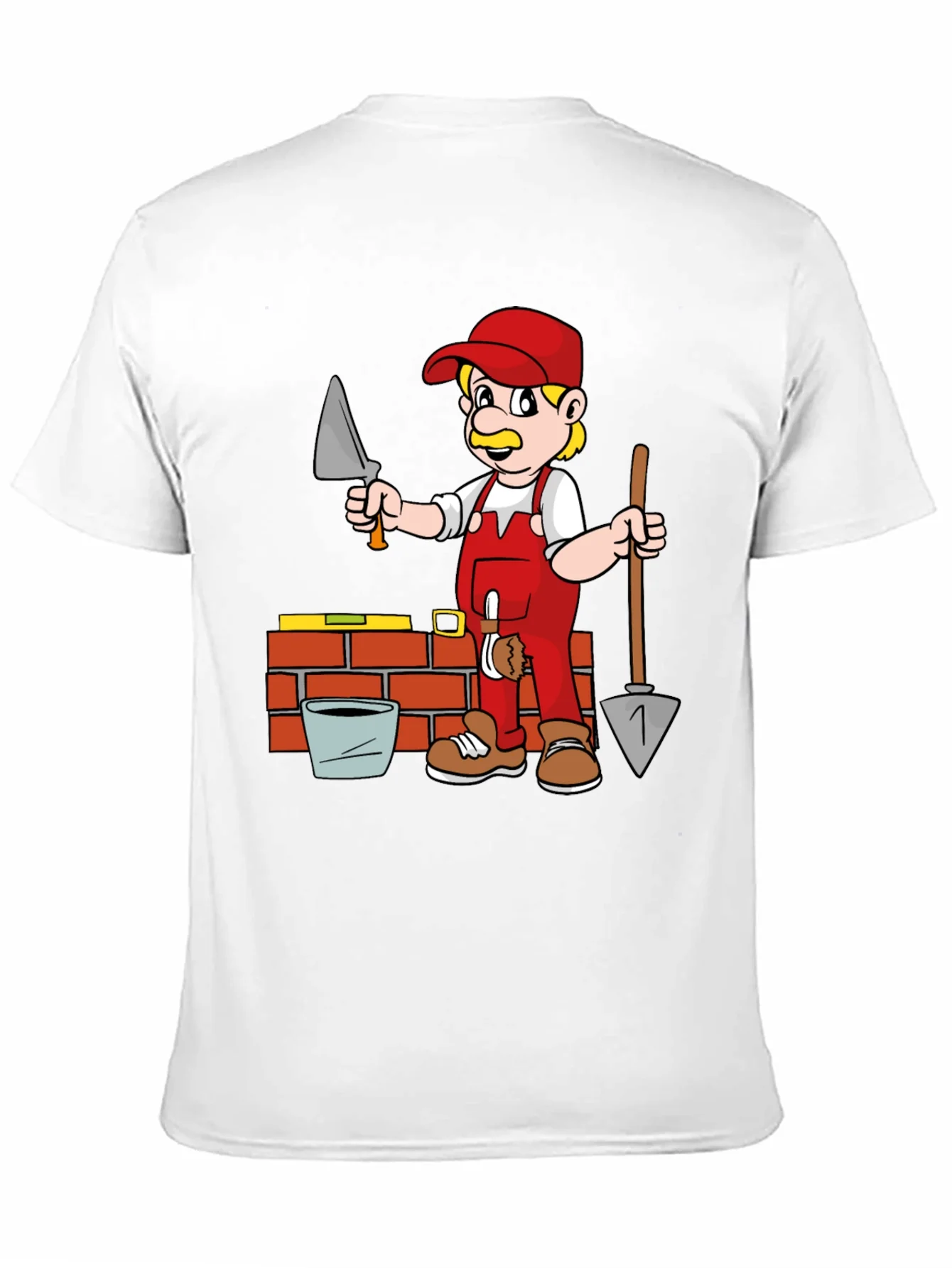 Cartoon Bricklayer Graphic T-Shirt