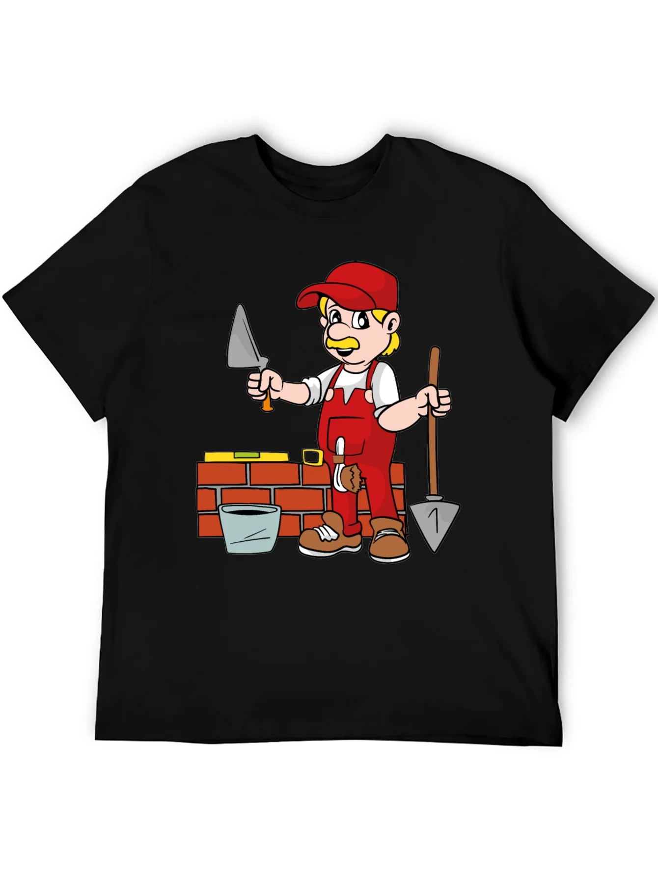 Cartoon Bricklayer Graphic T-Shirt