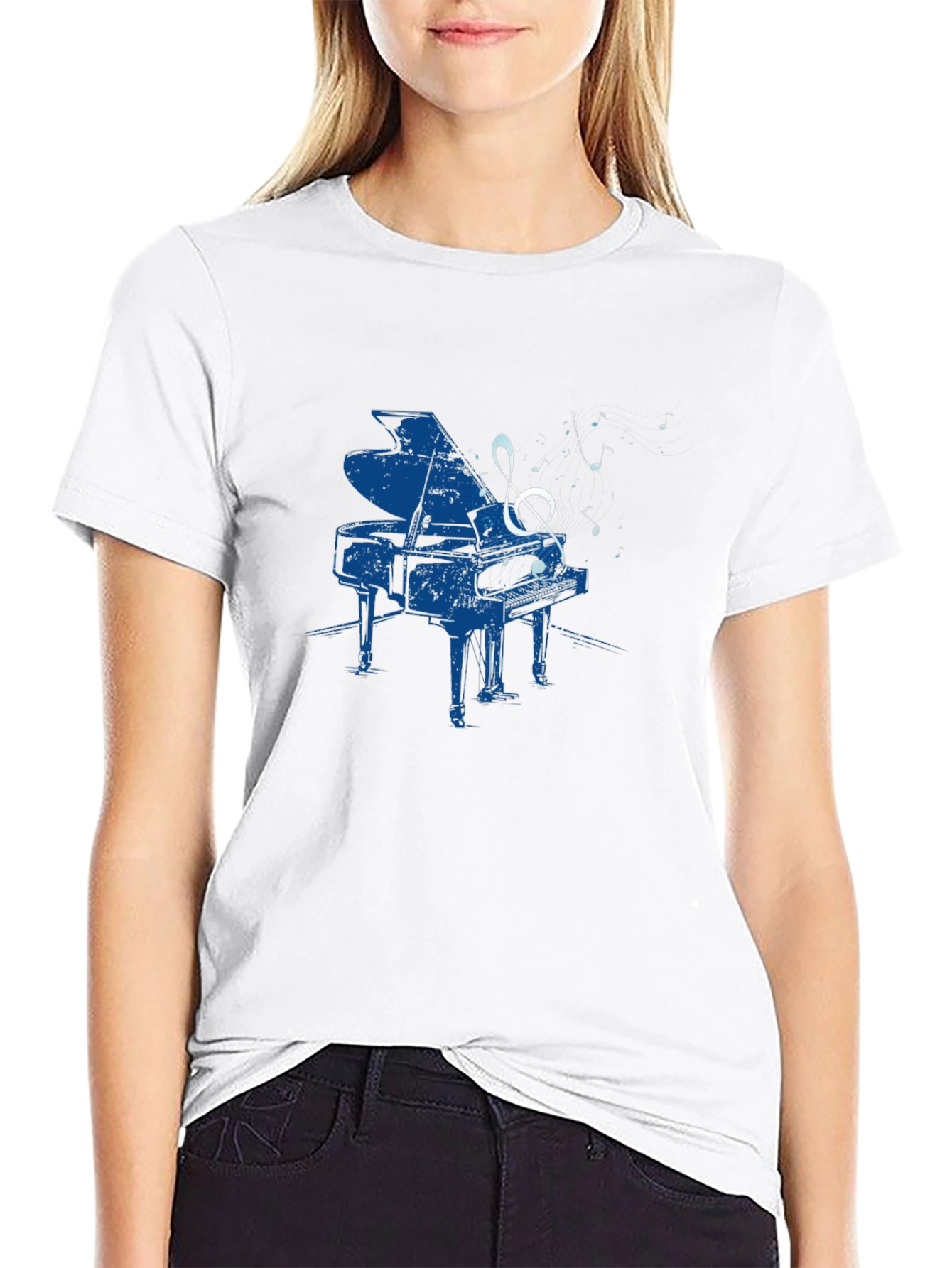 Piano Music Graphic Tee - Black Cotton T-Shirt