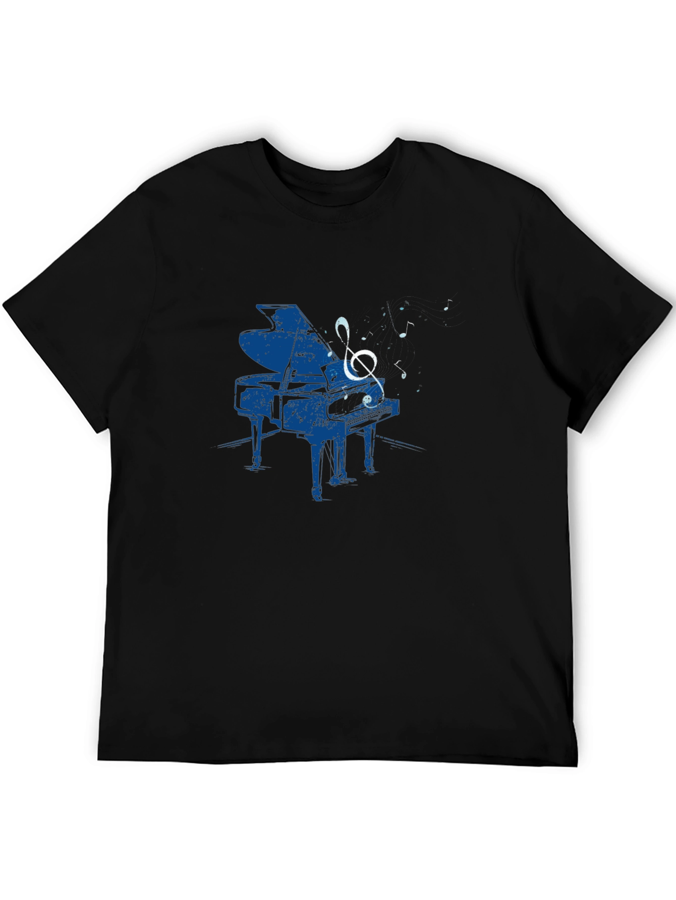 Piano Music Graphic Tee - Black Cotton T-Shirt