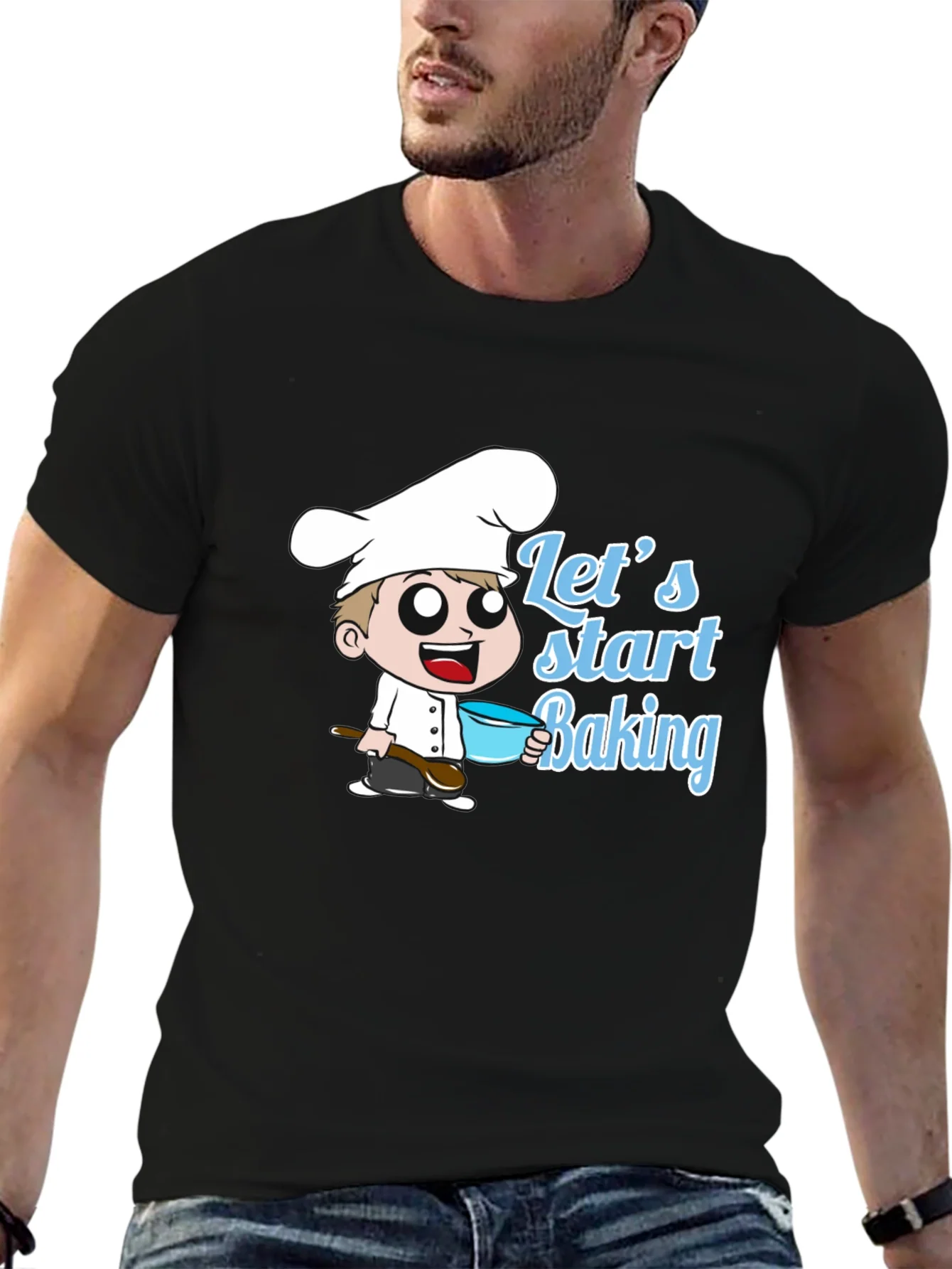 Lets Start Baking T-Shirt - Chef Cartoon Design
