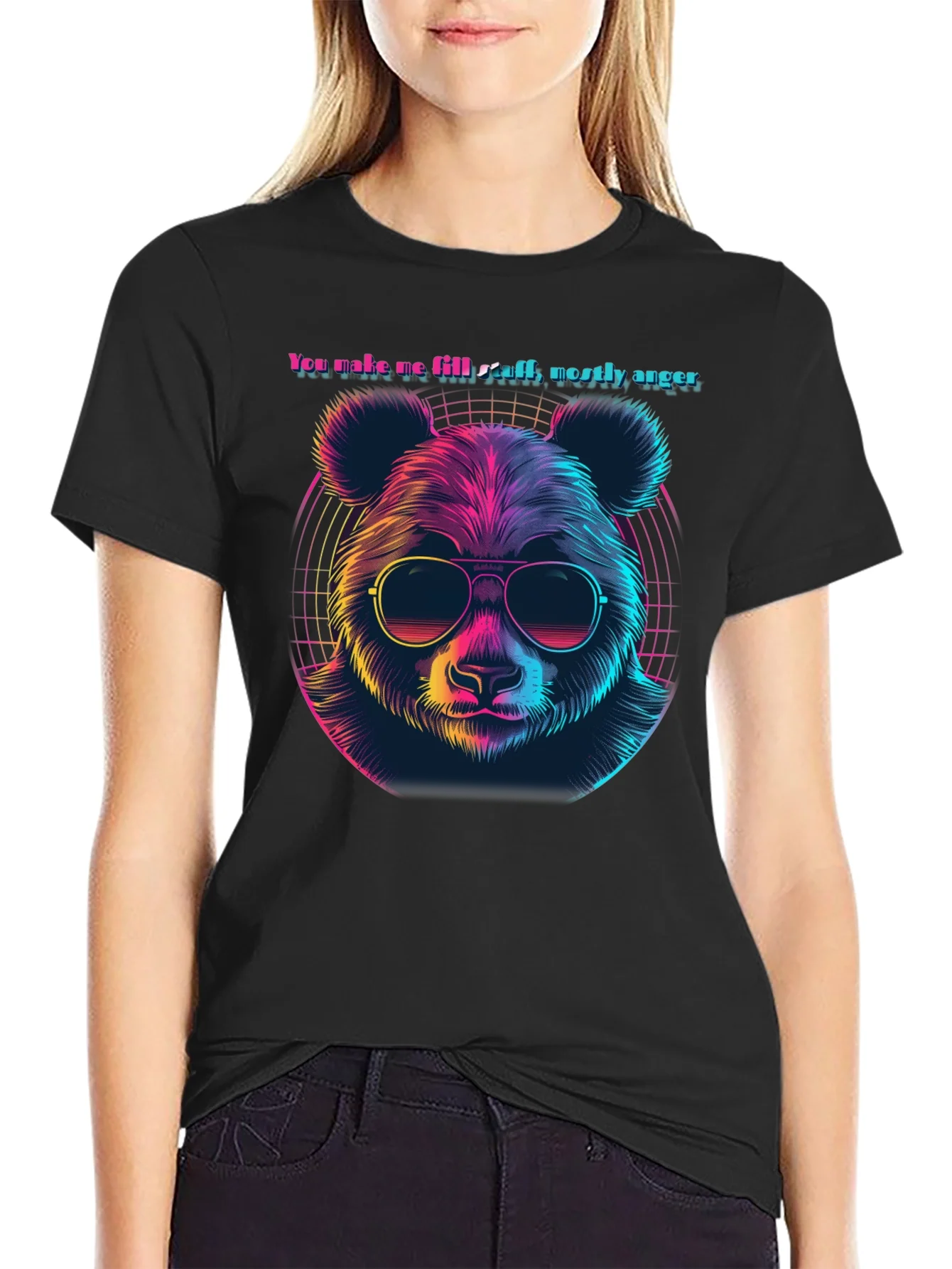 Retro Panda Bear T-Shirt - Anger Funny Tee