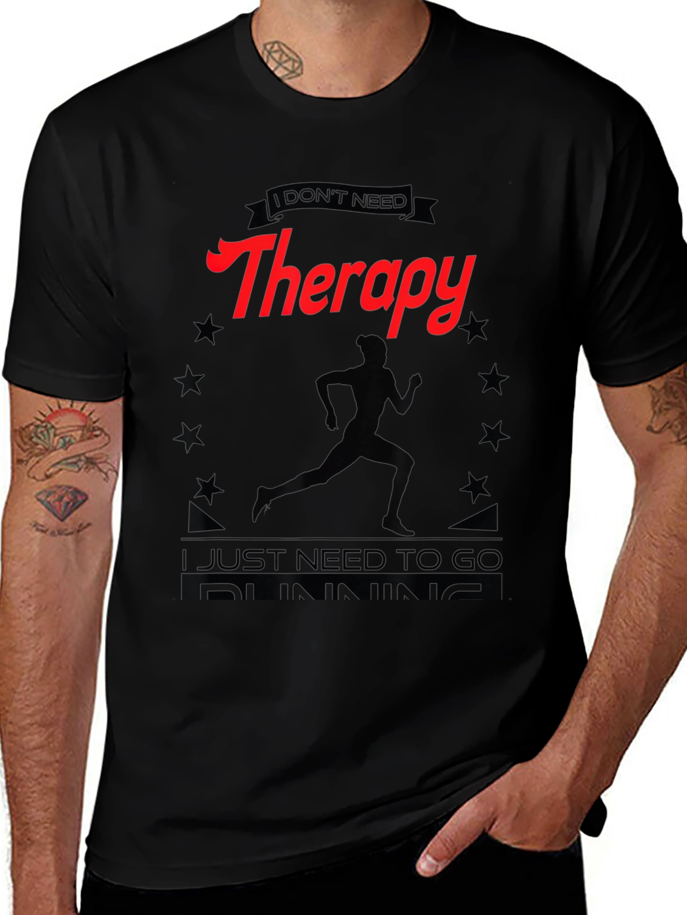 Therapy Running T-Shirt - Black Graphic Tee