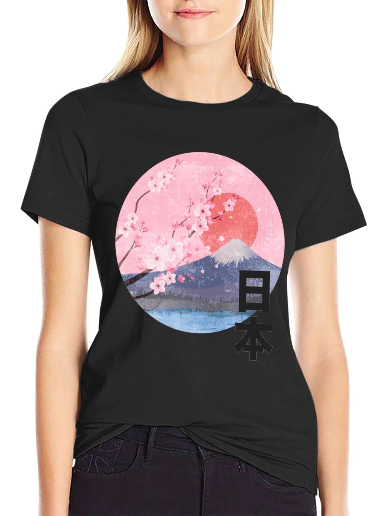 Japanese Cherry Blossom Graphic T-Shirt