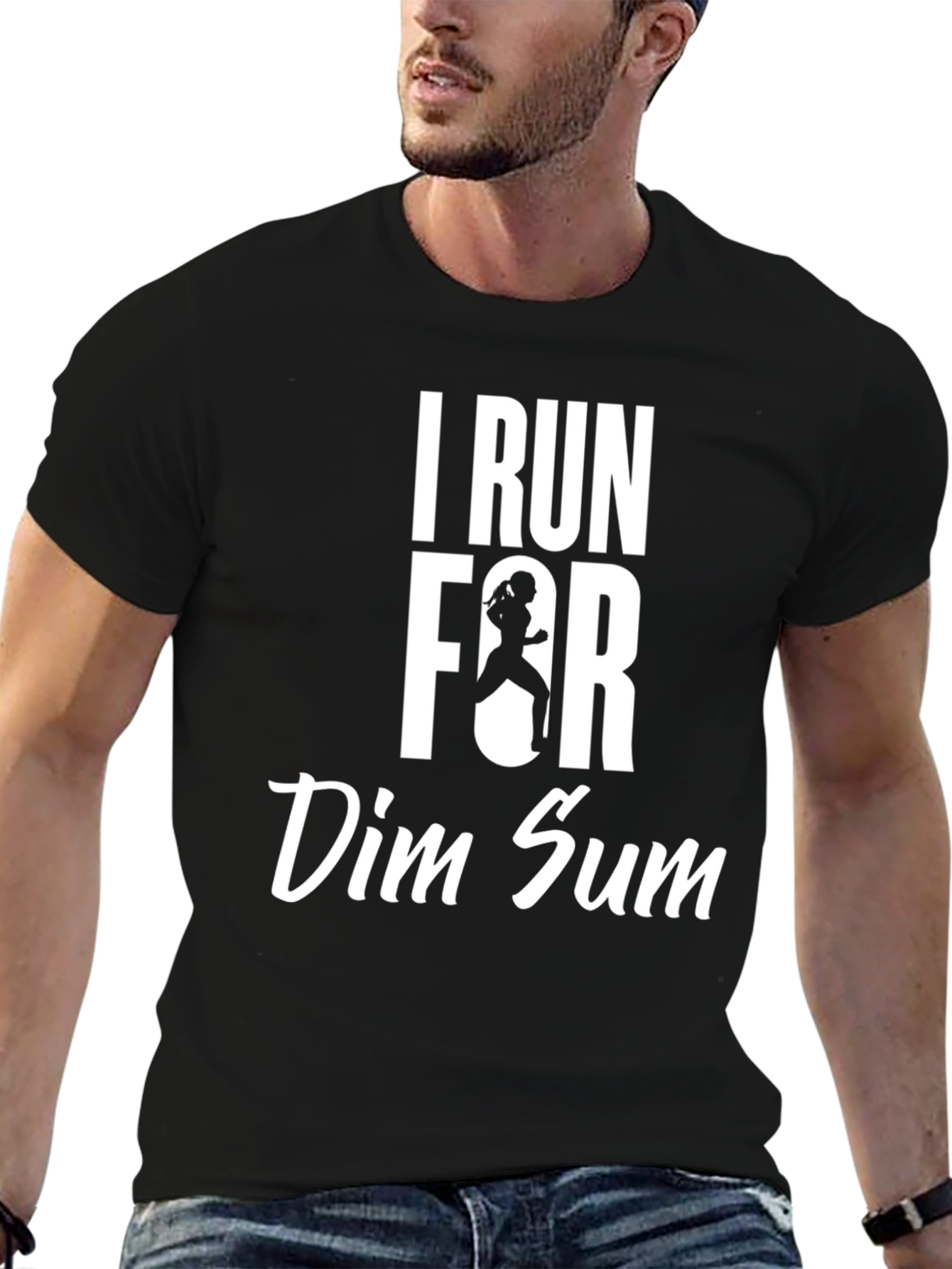 I Run for Dim Sum Black Graphic T-Shirt