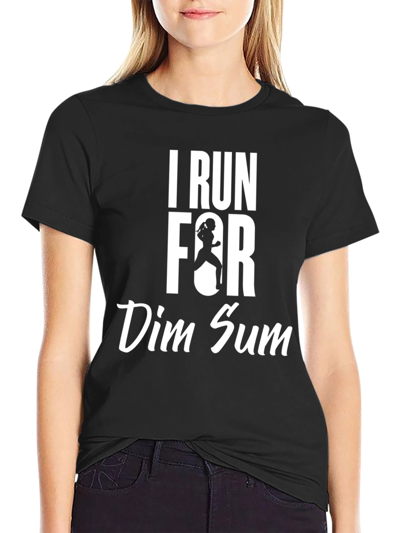I Run for Dim Sum Black Graphic T-Shirt