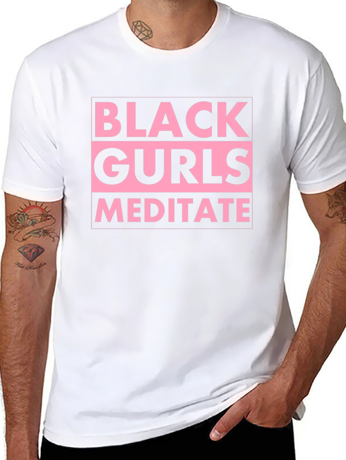 Black Gurls Meditate Graphic Tee - Stylish Relaxation