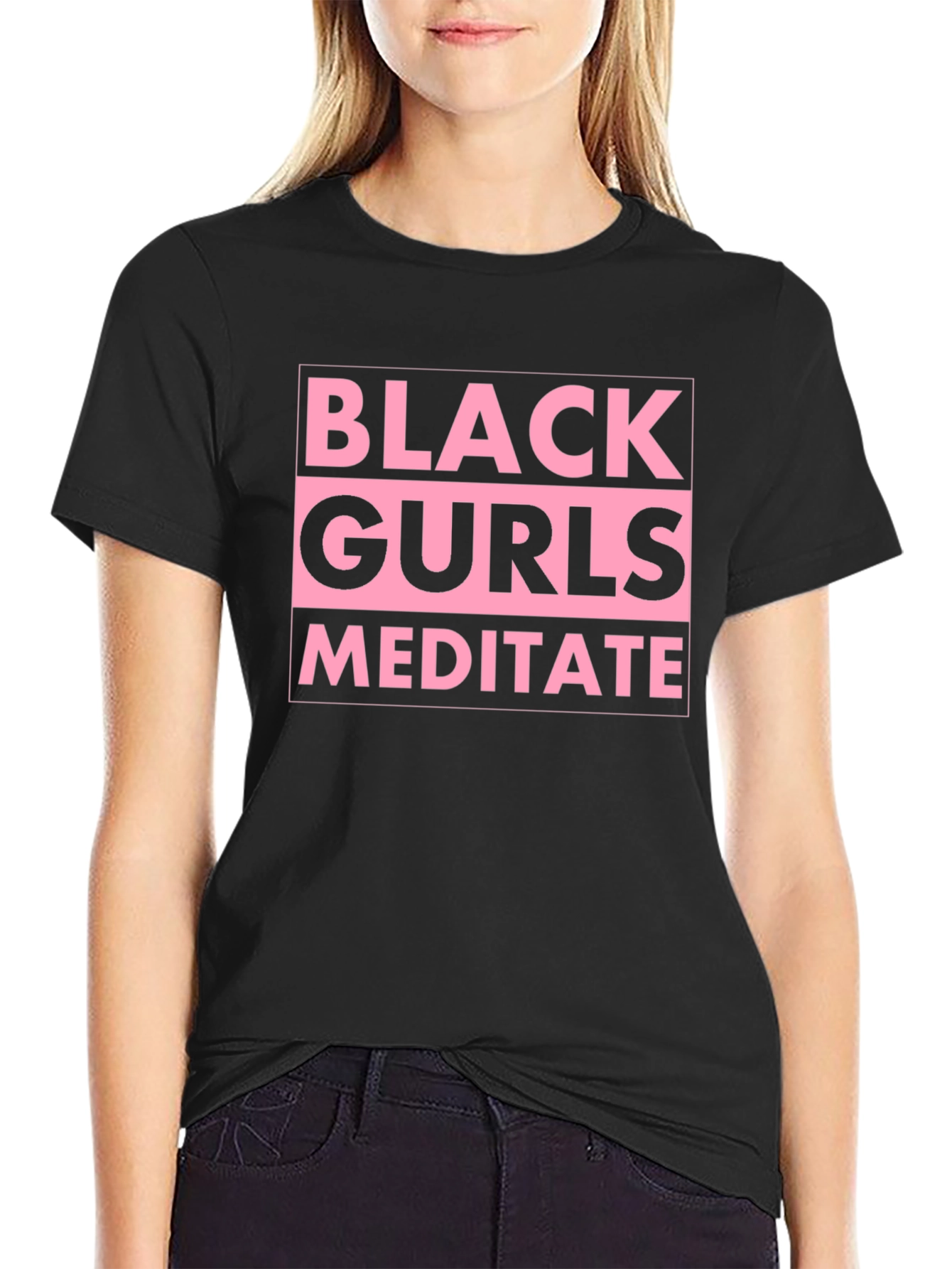 Black Gurls Meditate Graphic Tee - Stylish Relaxation