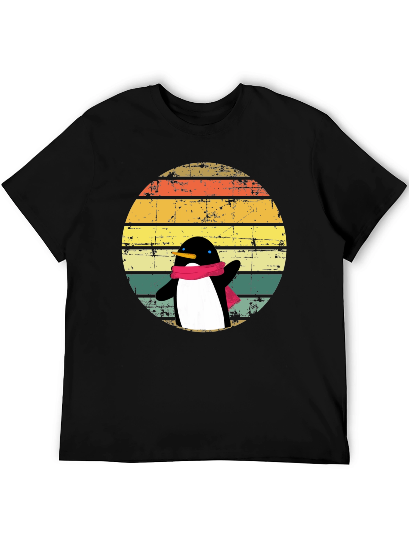 Penguin Dab T-Shirt: Retro Sunset Design