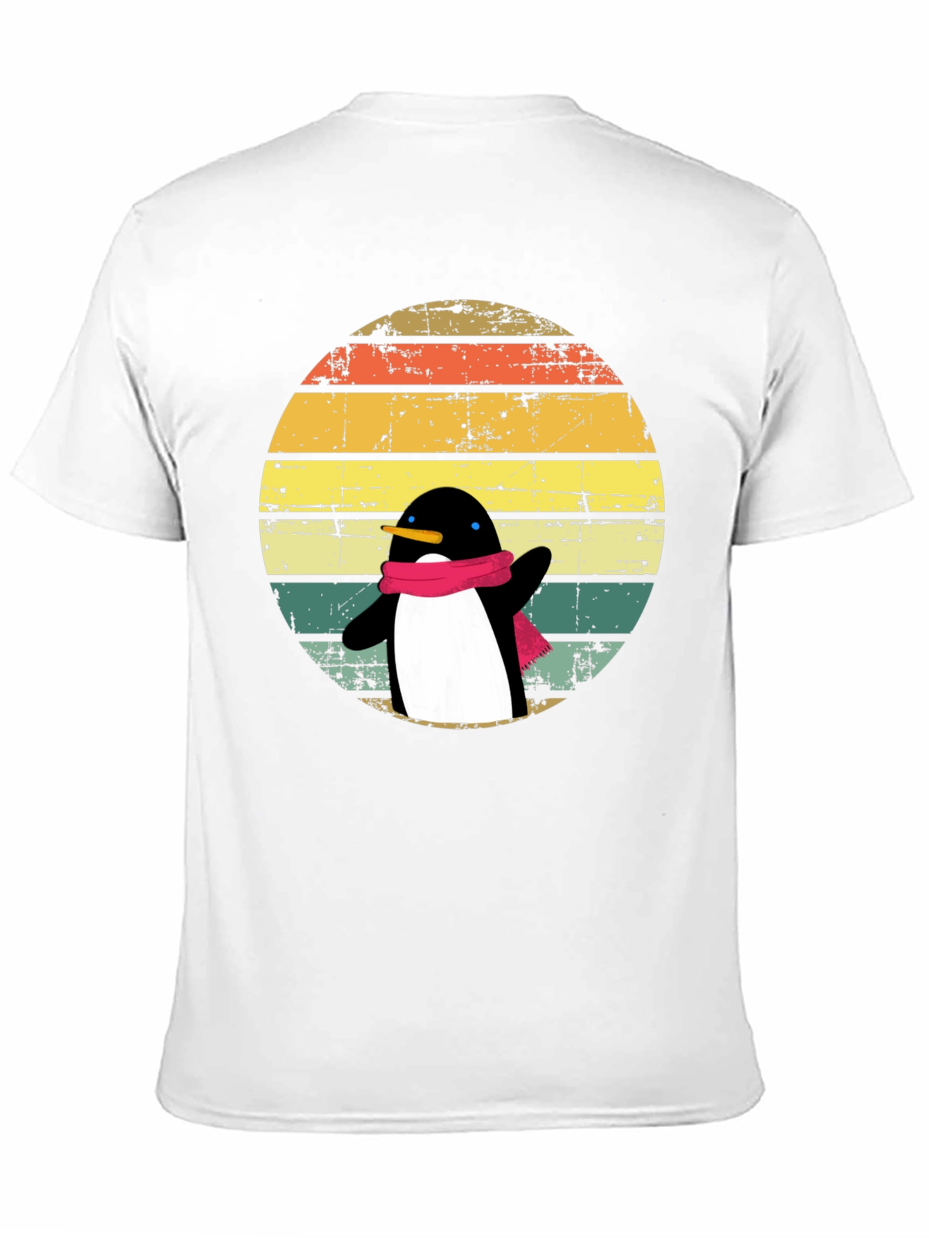 Penguin Dab T-Shirt: Retro Sunset Design