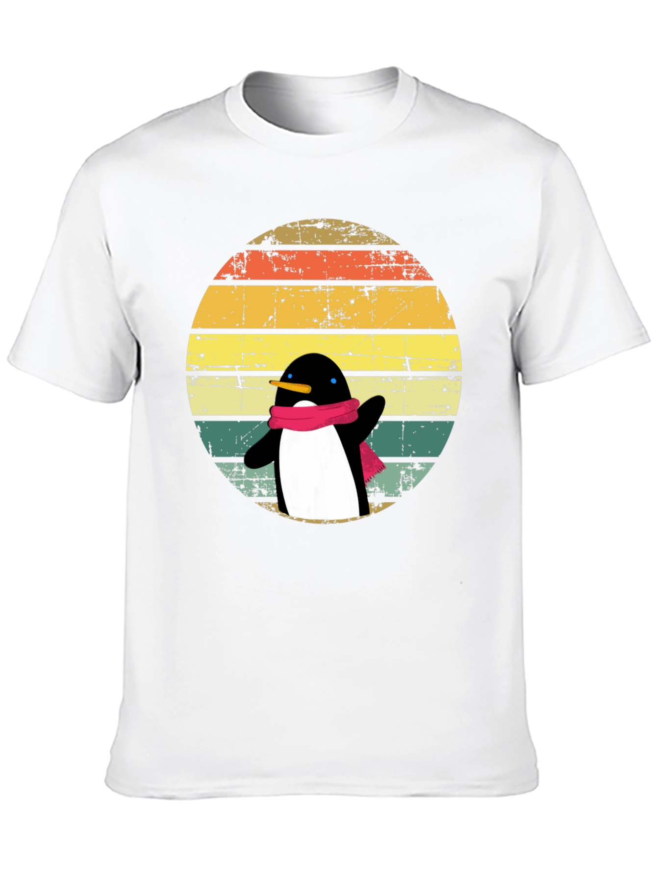 Penguin Dab T-Shirt: Retro Sunset Design
