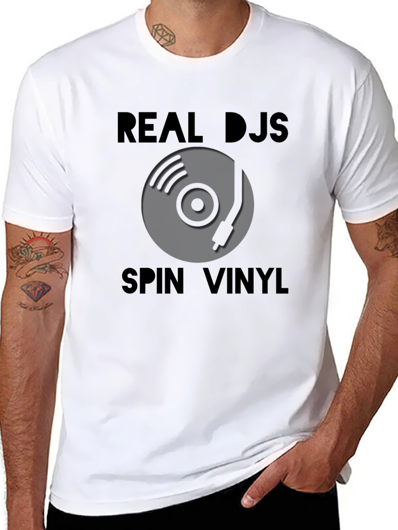 Real DJs Spin Vinyl Graphic T-Shirt