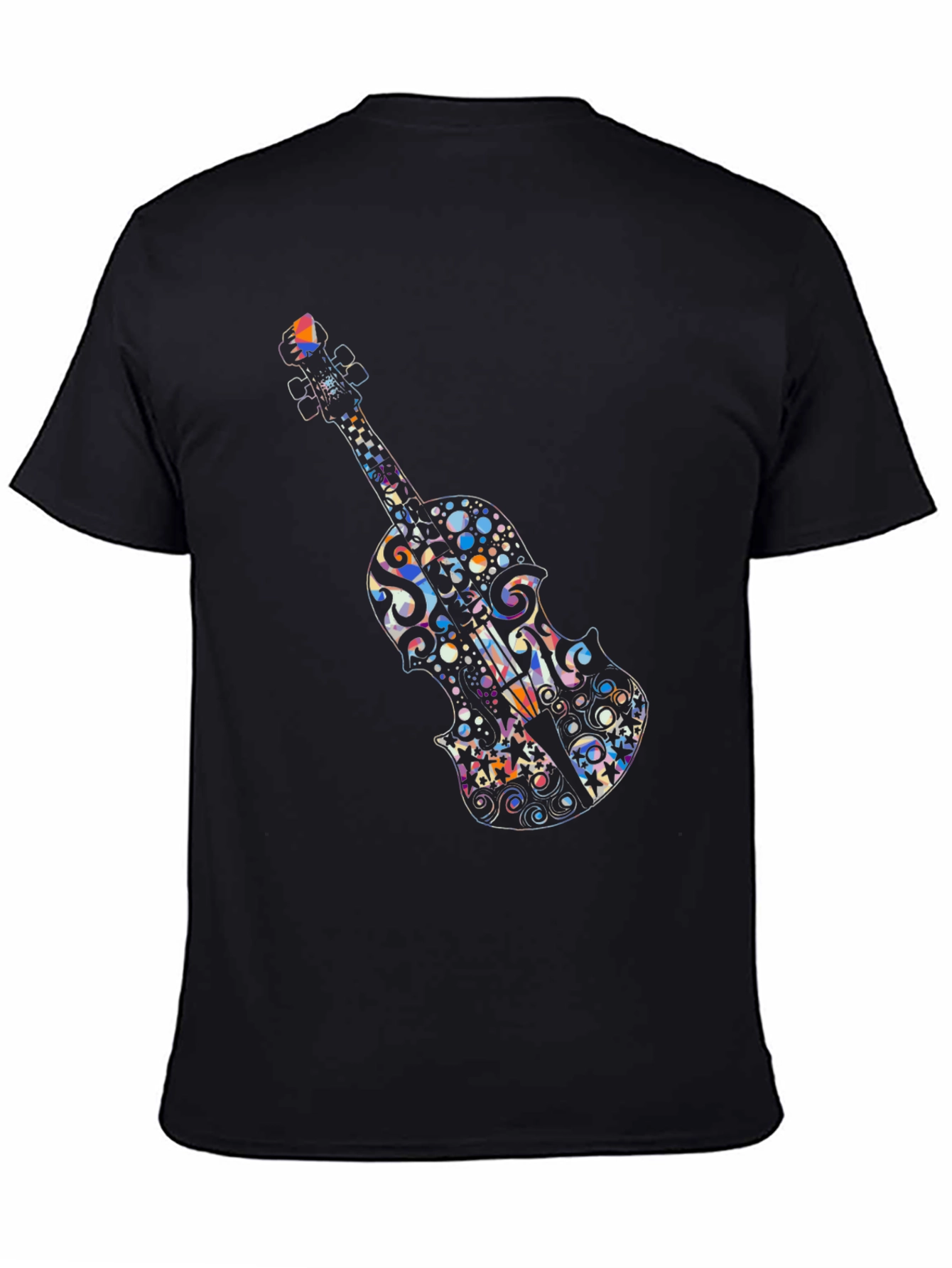 Musical Violin Graphic Tee - Black Cotton T-Shirt