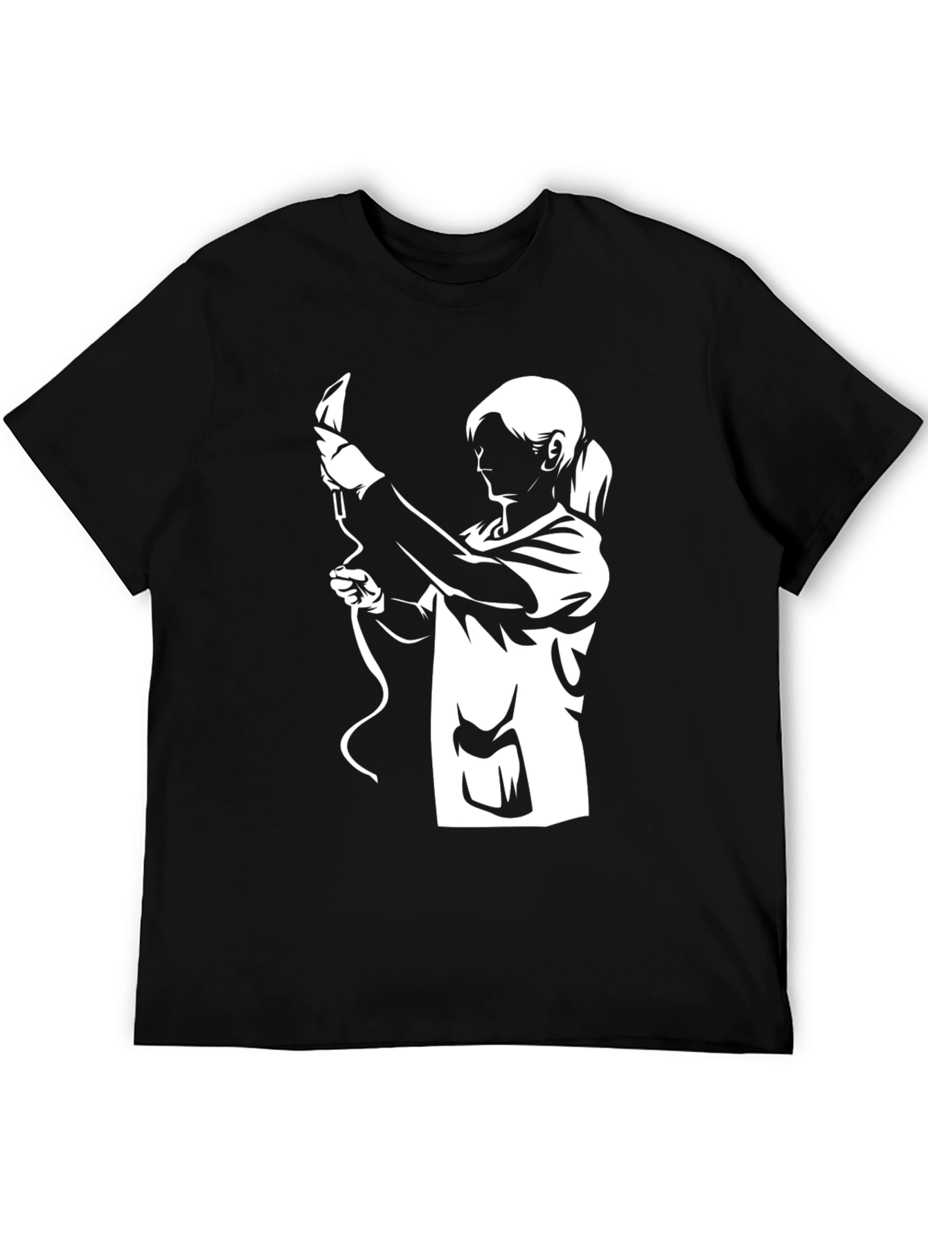 Black T-Shirt with Medical Worker Graphic