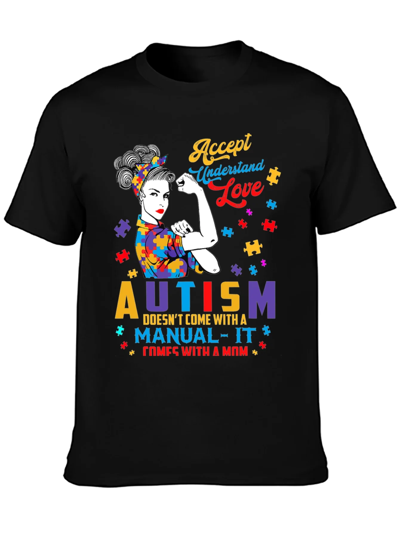 Autism Mom Graphic Tee - Accept Understand Love T-Shirt
