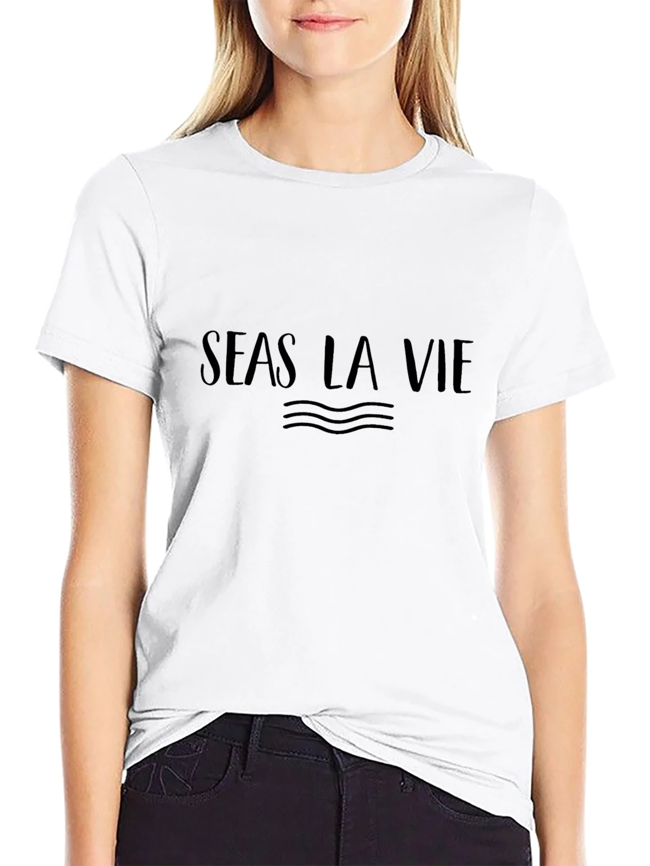 Seas La Vie Black Graphic Tee - Relaxed Fit