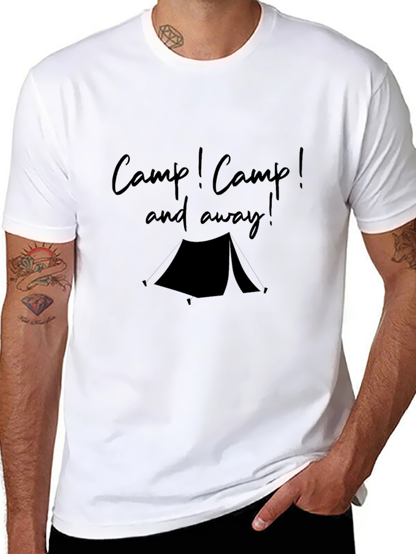 Camp! Camp! and Away! Black Graphic T-Shirt