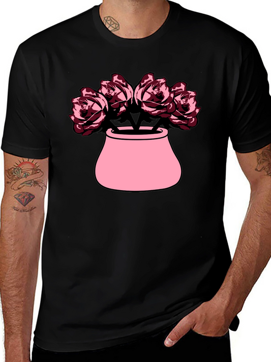 Floral Vase Graphic Tee - Black