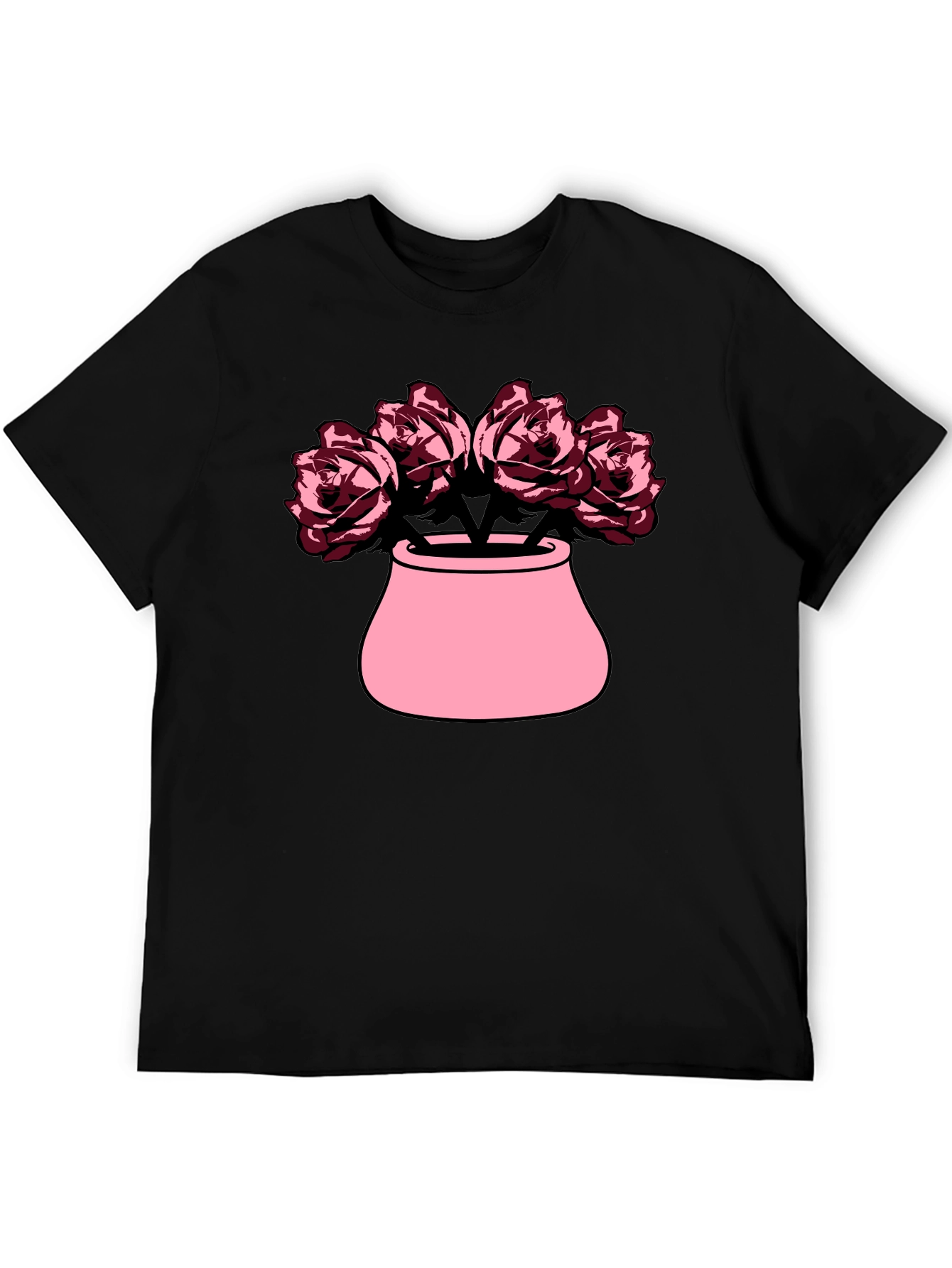 Floral Vase Graphic Tee - Black