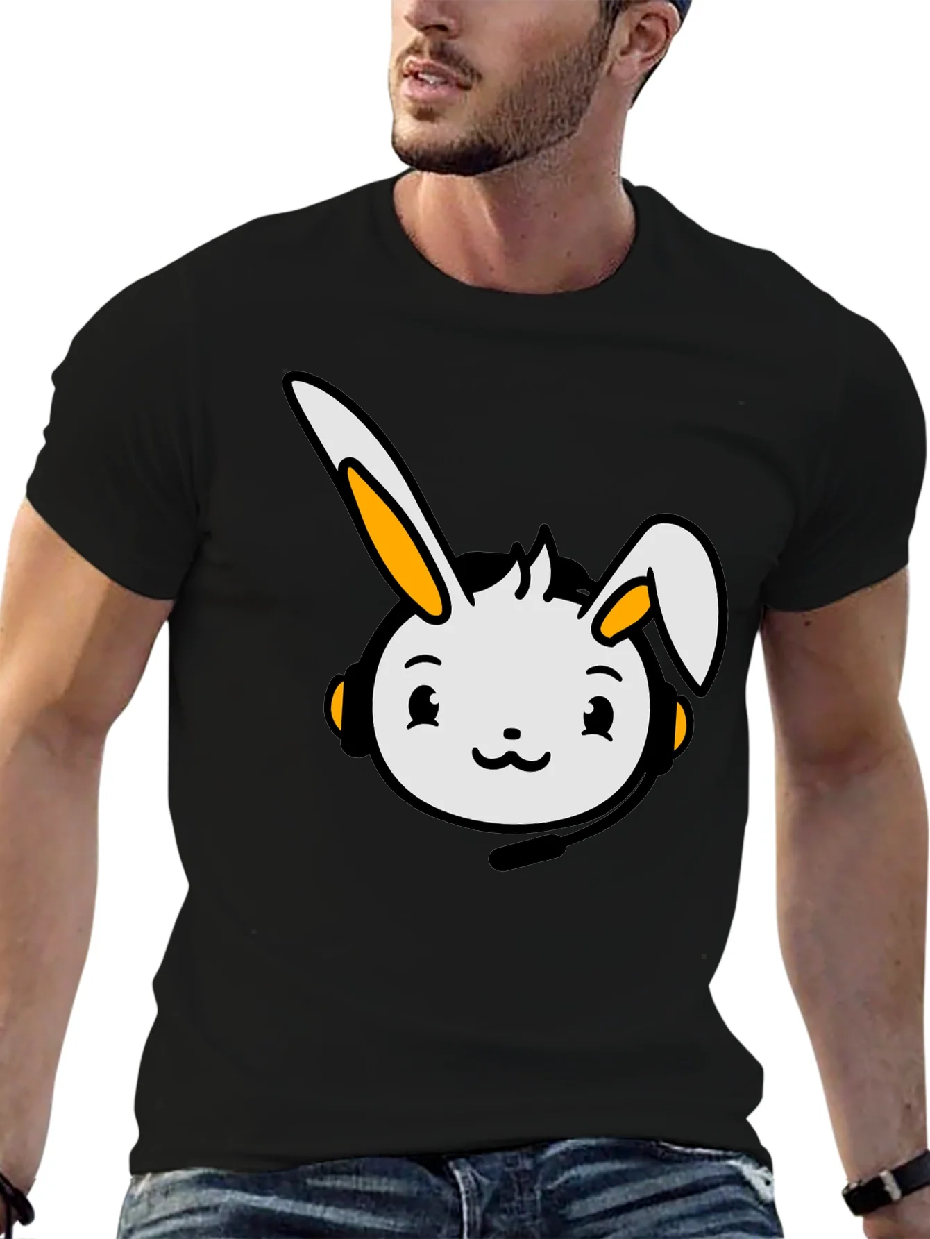 Cute Bunny Graphic T-Shirt - Black