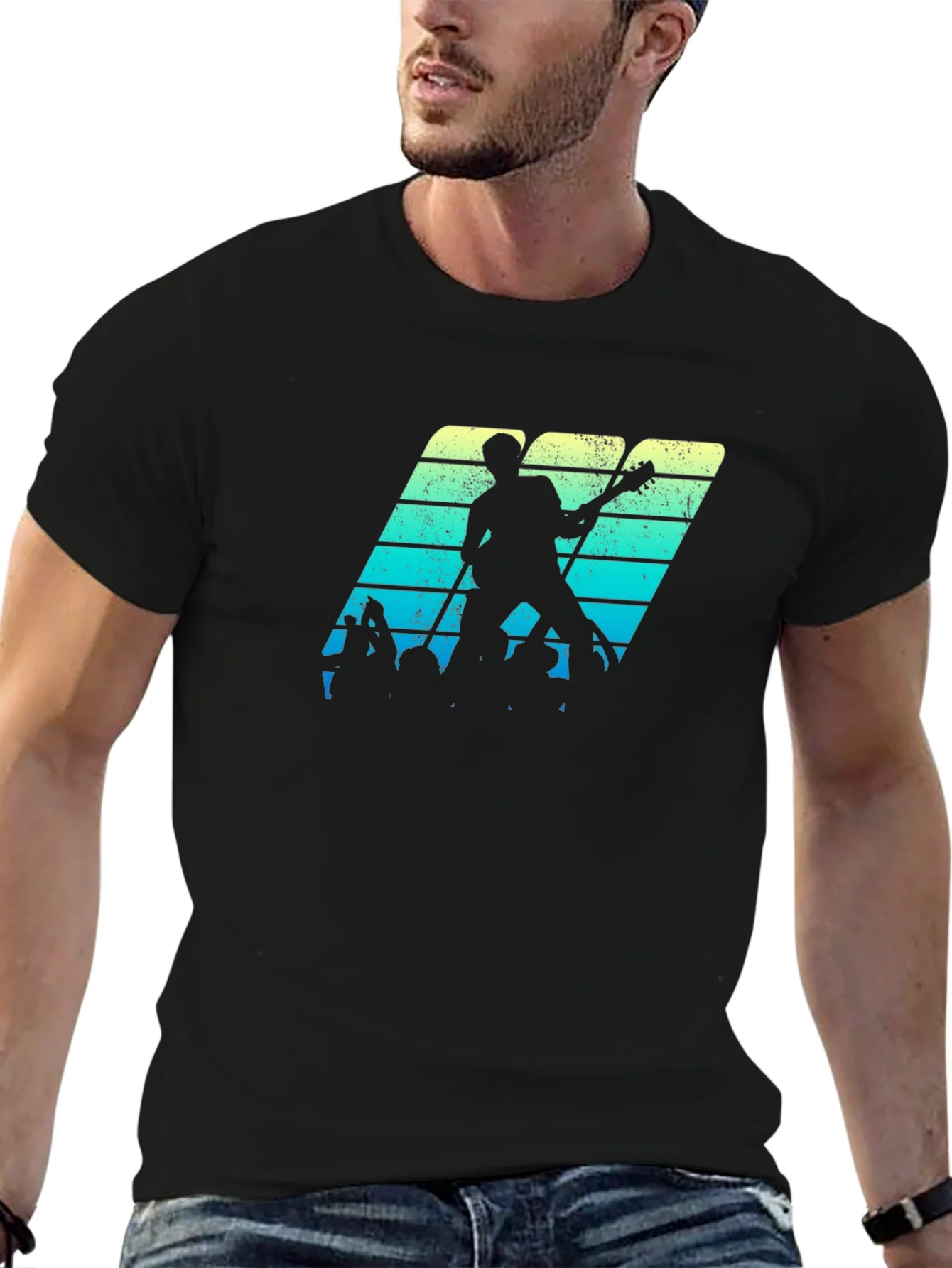 Retro Music Band Tee - Black Graphic T-Shirt