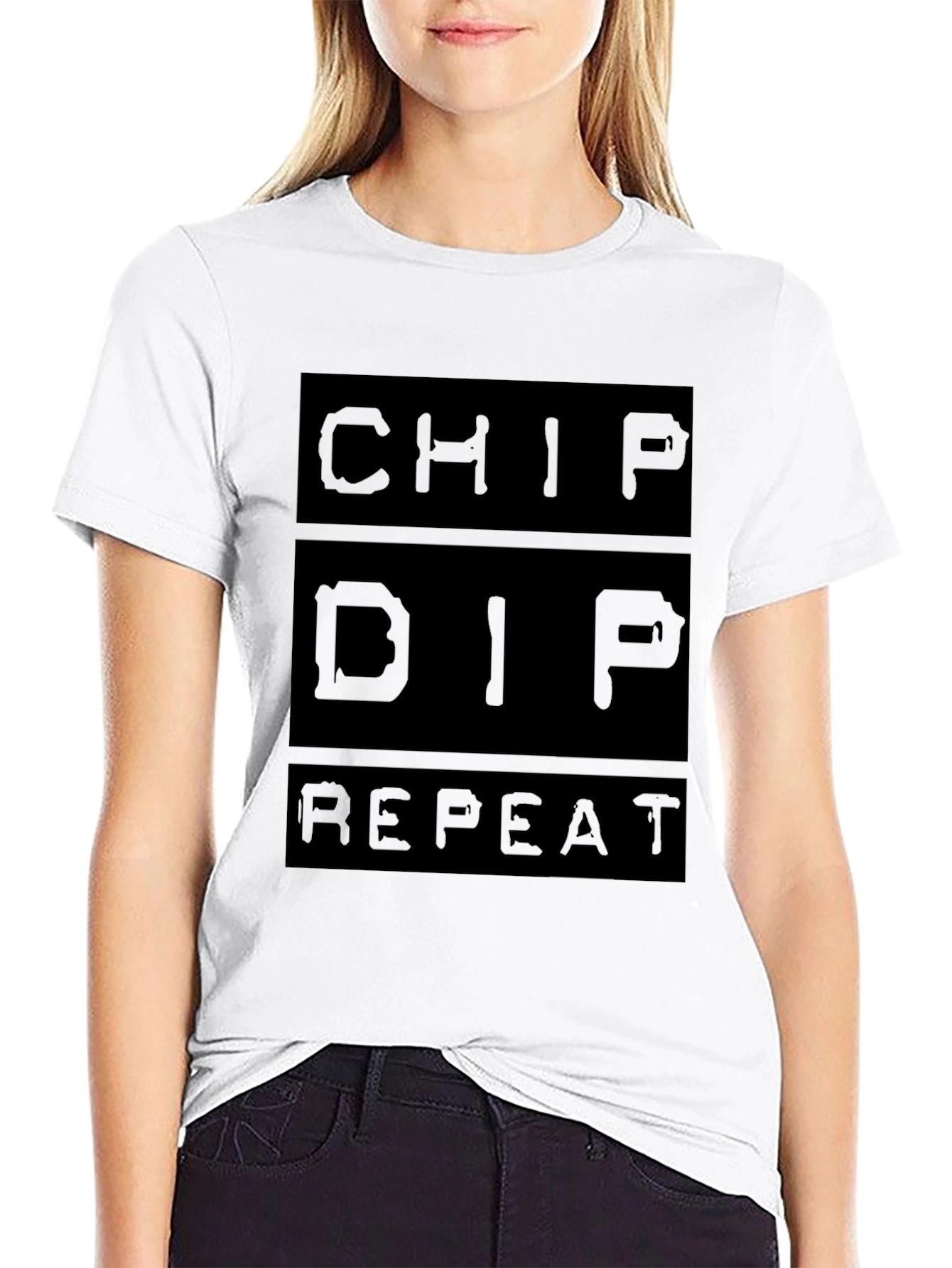 Chip Dip Repeat Graphic Tee - Black
