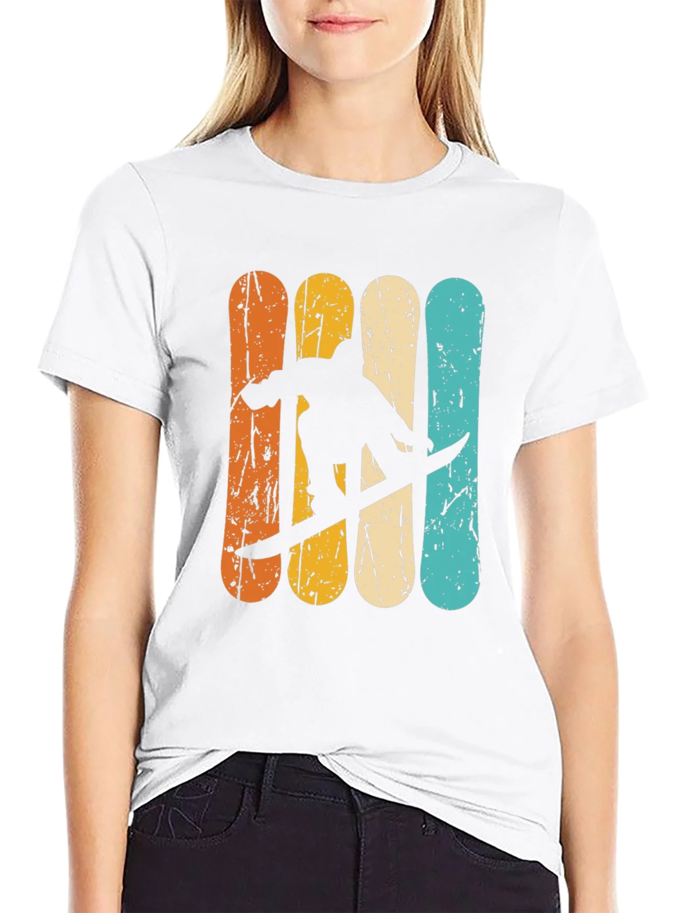 Retro Snowboarder Graphic T-Shirt - Black