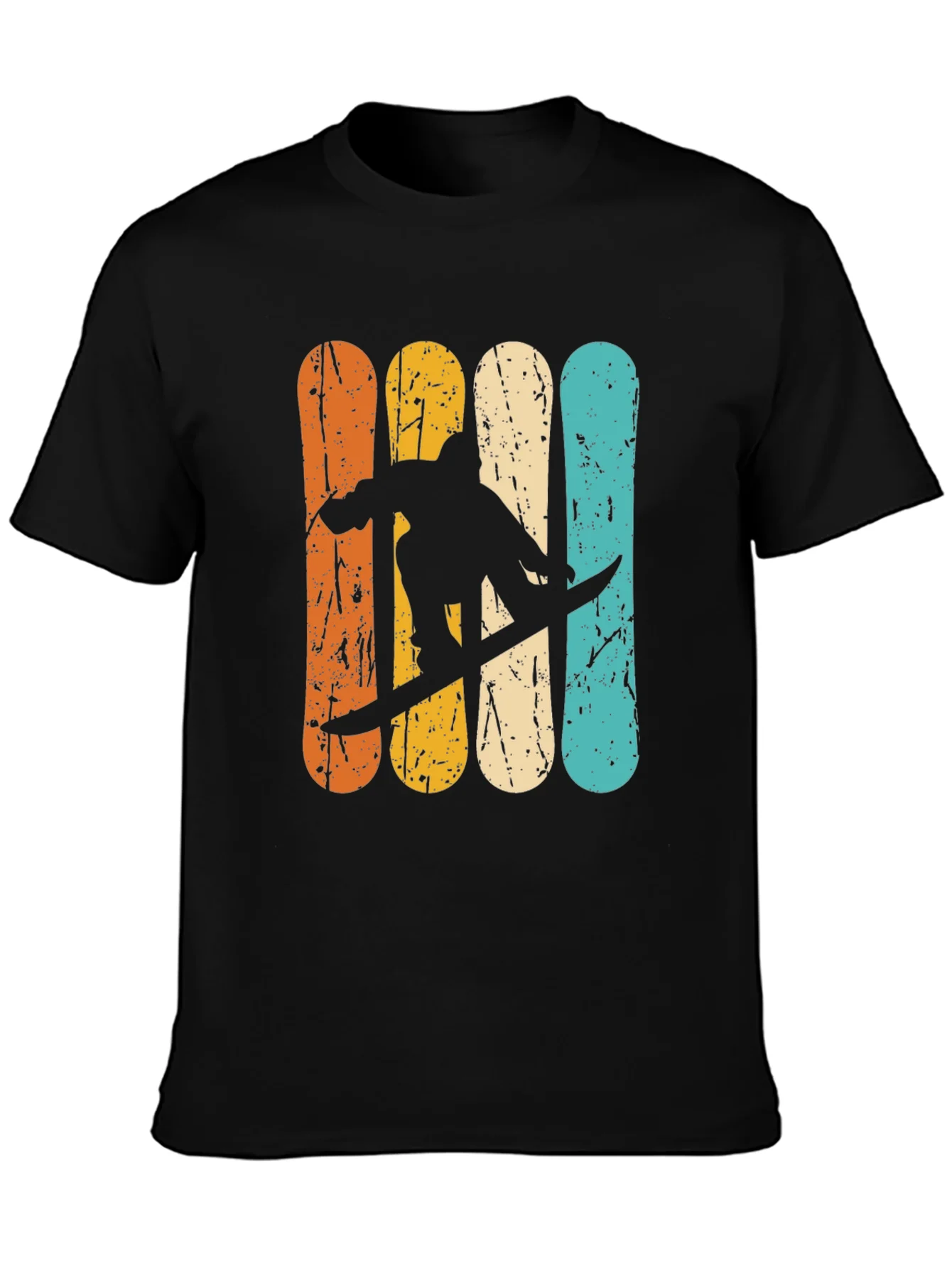 Retro Snowboarder Graphic T-Shirt - Black