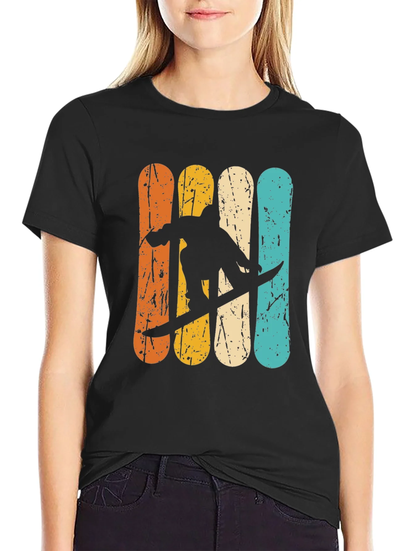 Retro Snowboarder Graphic T-Shirt - Black