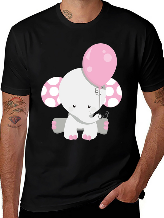 Cute Elephant Holding Balloon Graphic Tee