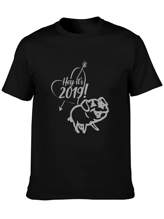 2019 Pig Year Arrow Graphic Black T-Shirt