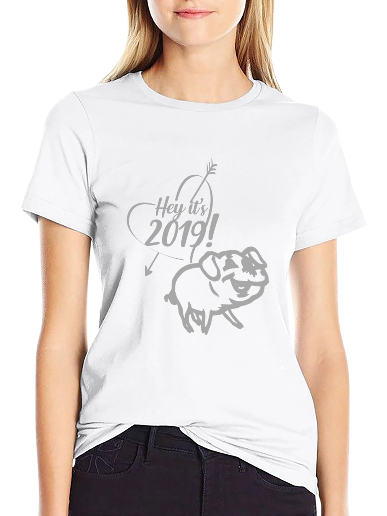 2019 Pig Year Arrow Graphic Black T-Shirt